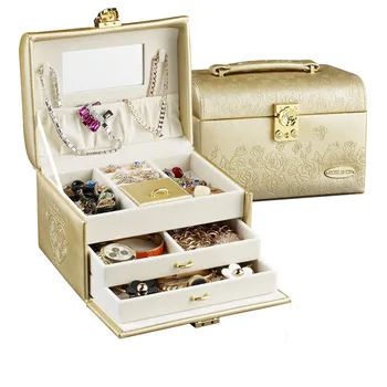 Nye Luksus Læder smykkeskrin Gave Box til Smykker Emballage, Display Store Udsøgt Makeup Sag Luksus Kvinder Smykker Organizer