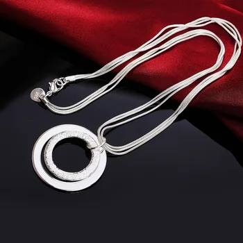 DOTEFFIL 925 Sterling Sølv Med 18-Tommer Slange Kæde O-Formede Matteret Halskæde Til Kvinder Mode Bryllup Part Charme Smykker