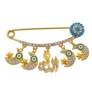 Islam persiske Crescent Moon Star Amulet muslimske Allah muslimske broche baby pin-kode