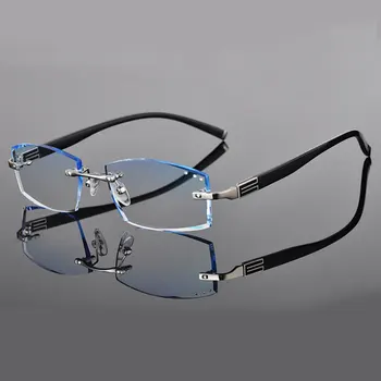 Driftssegme Jate 58038 Legering Uindfattede Diamant Skæring Mand Briller Ramme Optisk Recept Briller Til Mænd Mode Eyewear