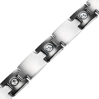 Escalus Unisex Sort Sølv Magnetiske Mærkevarer Armbånd PP Krystal, Rustfrit Stål Ioniske Belægning af Højeste Kvalitet Bio Charme