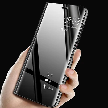 For Xiaomi Redmi Bemærk 9S Tilfælde Luksus Flip Stå Klart View Mirror, Telefon Tilfældet For Xiaomi Redmi Bemærk 9S 9 Pro Max antal Tilbage Dække Sagen