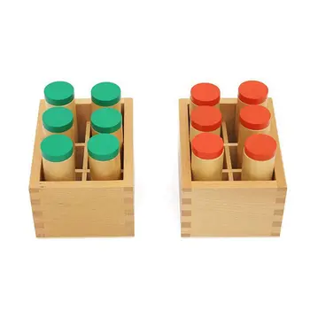 Træ-Montessori Sensoriske tory Materiale Container Indehaveren Lyd Cylinder