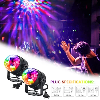Lyd Aktiveres Roterende discokugle Fest med DJ Lys 3W 3LED RGB LED scenelys part lys