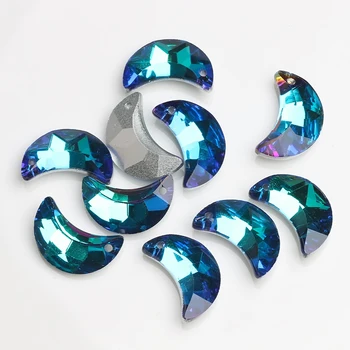 20pcs Farverige Krystal Charme Månen Vedhæng 20mm Glas Løse Perler Til gør det selv-Gør Ørering Smykker Tilbehør Needlwork Engros