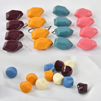 Engros 100pcs retro farve uregelmæssigt formede akryl harpiks lige hul perler diy-øreringe øreklips ornament charms håndværk