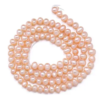 Nye AA naturlige ferskvands-perle hvid og pink uregelmæssig perle-perler, der anvendes til smykker at gøre DIY armbånd halskæde Størrelse 3-4mm