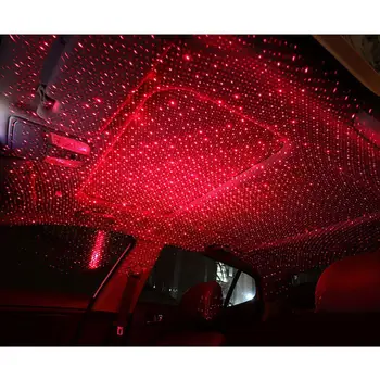 Bil Atmosfære Lys USB LED Laser Fjerntliggende Stjerne Himmel Lys Bil boligindretning Tag Loft Lighs