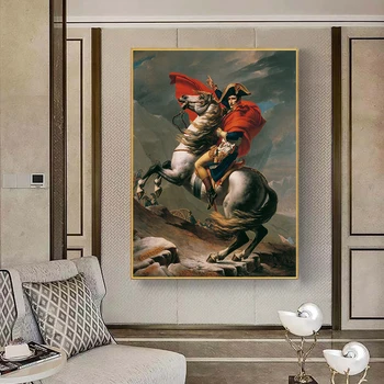 Berømte Maleri Napoleon Krydse Alperne Lærred Plakater og Prints Væg Kunst Billede til stuen Hjem Dekorationer