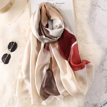 RUNMEIFA Luksus Mærke 2019 Nye Mode Sommeren Silke Tørklæde Til Kvinder/Damer Pliad Lang Wrap og Sjaler Stranden Hijab Kvindelige Foulard