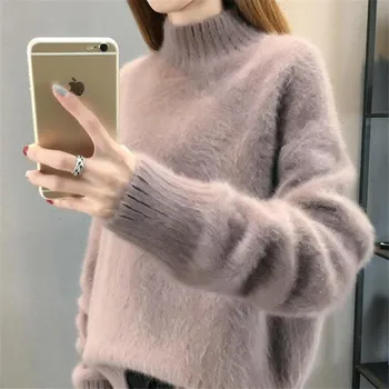 Efterår og Vinter Strikkede Sweater Kvinder 2021 nye koreanske Mode Løs langærmet Trøjer Trøjer Overdele
