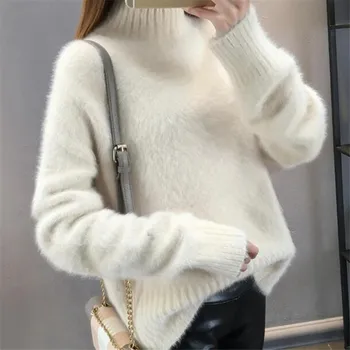 Efterår og Vinter Strikkede Sweater Kvinder 2021 nye koreanske Mode Løs langærmet Trøjer Trøjer Overdele