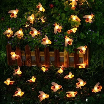 10/20/30leds Bee String Lys batteridrevet Søde Honning Lampe til nytår Bryllup Jul Ferie Part Have Room Decor
