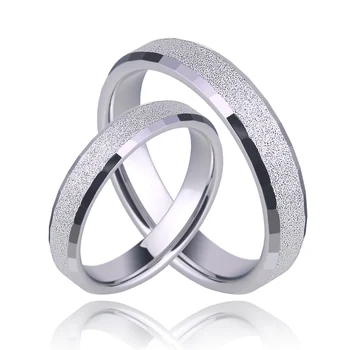 Nye Ankomst Sølv Farve Hvid Wolfram Ring til Par, Bryllup Børstet Overflade Comfort Fit Band Gratis Fragt Størrelsen 5-12