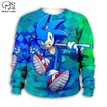 Kids Super Sonic print baby-Pige 3d-Hættetrøjer Tegnefilm The Hedgehog Sweatshirt Pels streetwear Drenge Børn anime-shirt bukser