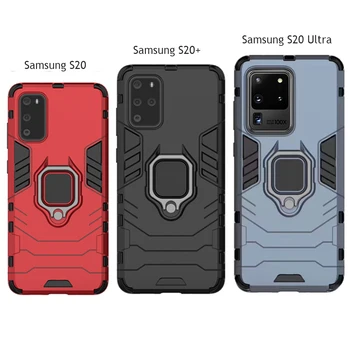 Stødsikkert Armor Case For Samsung Galaxy S20 Ultra S10 S9 S8 Plus Finger Ring Indehaveren Back Cover Til Samsung Note10 Plus Note 9 8