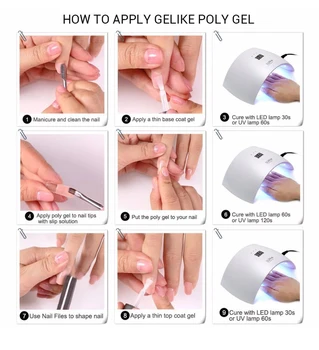 Poly Nail Gel Negle Kunst Klare Farver Crystal Lange Negle Manicure Negle Reparation af Overfladen Let Arbejde for Bygherre UV Gel