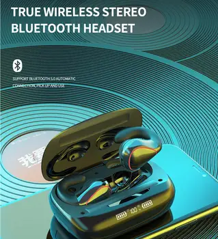 Trådløs Bluetooth-5.0 Stereo EarphonesSuper Bass Lyd Håndfri Opkald med Mikrofonen Strøm Bank til smartphones, iPhone LG