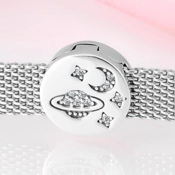 Runde Klare CZ Ægte 925 Sterling Sølv Klip, perler Passer Oprindelige Reflexions Armbånd charms Smykker at gøre