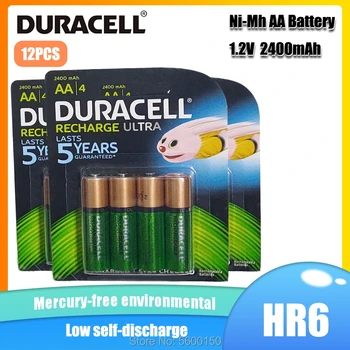 12PCS DURACELL AA Genopladelige batterier 1,2 V 2400mAh Ni-MH batterier, NIMH Pre-charged Batería Til kameraer, legetøj,fjernbetjeninger, telefoner