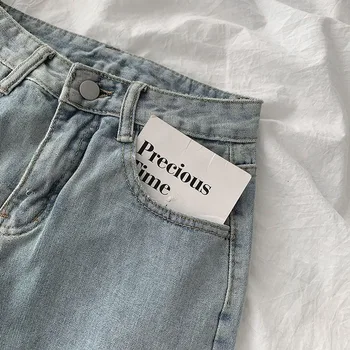 Kvinders Jeans 2021 Spring Nye Y2k Høj Talje Bukser E Girl Vintage Streetwear Baggy Lys Farve Straight Bukser Til