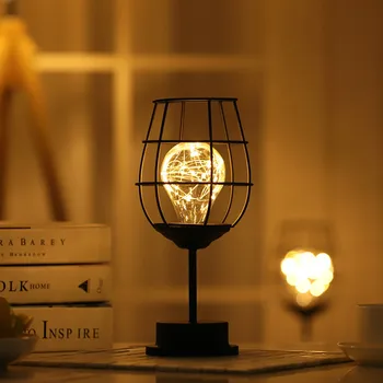 Romantisk LED kobbertråd Star bordlampe Vin Flaske Form Batteri USB-Lys Hjem Soveværelse Nat Lys