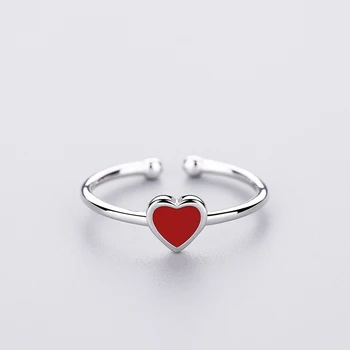 PONYKISS Romantisk 925 Sterling Sølv, med Rødt Hjerte Åbning Resizable Kreative Ring Smykker Kvinder, Fødselsdag, Jubilæum