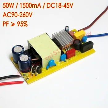 50W 1500mA 18V DC ~ 45V LED Driver Til high power LED projektør Chip Transformere Strømforsyning Input AC 90V-260V 110V 220V