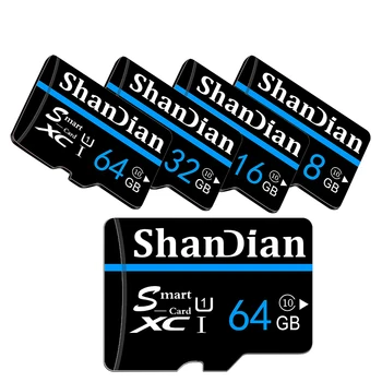 Shandian Hukommelseskort 64GB 32GB, 8GB 16GB 4GB Micro sd-kort til Mobiltelefon, tablet PSP med gratis adapter+retail pakke