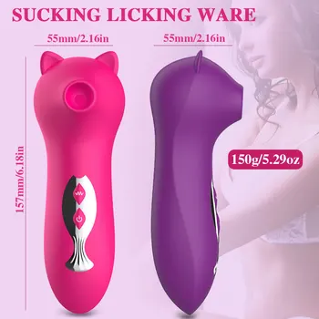 Dyr Sugende Vibrator Til Kvinder, Sexlegetøj Pussy Vagina Massage 10 Speed Kvindelige Masturbator Brystvorten Stimulator Par Sucker Legetøj
