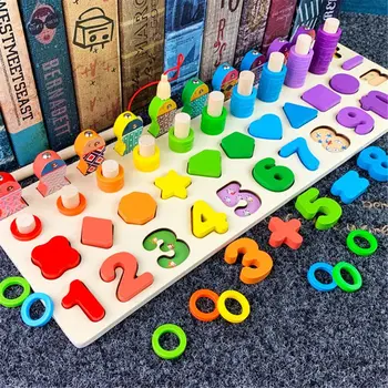 Montessori Pædagogiske Træ-Legetøj, som Børn yrelsen Matematik Fiskeri Børns Træ-Montessori Børnehave Toy Tælle Geometri