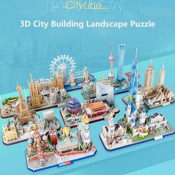 3D Puzzle-Spil DIY-Toy Papir Miniature Model Byen London, Paris, New York, Moskva Berømte Bygning Samle Spil Legetøj Til Børn Gaver