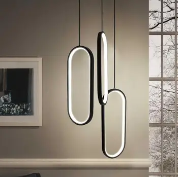 Sort/Hvid Farve Moderne led-vedhæng lys til stuen, spisestuen, akryl, aluminium organ, LED Pendel Gratis Fragt