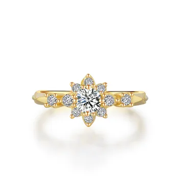 CC S925 Sølv Ringe For Kvinder Klassisk Elegant Brude Bryllup Smykker Engagement Ring Blomst Parure Bijoux Femme CC813b