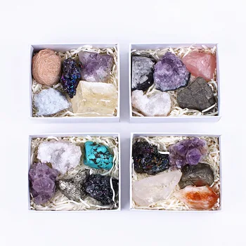 Nye Produkter Naturlig Krystal Malm Mineralske Rå Sten Geologiske Videnskab Undervisning Gift Box Set