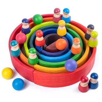 Baby Montessori toy Rainbow Stacker Pædagogiske Træ-Puslespil Form for stabling Familie spil, Træ-legetøj til Børn Funning Spil