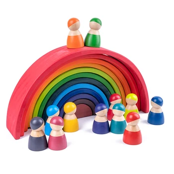 Baby Montessori toy Rainbow Stacker Pædagogiske Træ-Puslespil Form for stabling Familie spil, Træ-legetøj til Børn Funning Spil