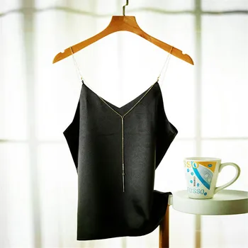 Ny Mode Plus Size Kvinder, der er Baseret Vintage Satin Vest Dame V-hals Silke Tank Ærmeløs T-Shirt Sommer Outfits Slank Crop Tops 1137