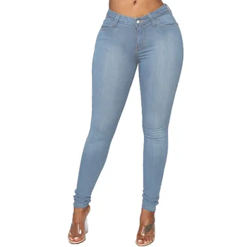 Kvinder Skinny Jeans Solid Farve High Waist Stretch Denim Jeans Blyant Bukser Klassiske Casual Vilde Bunde til Daglig Streetwear