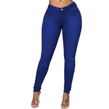 Kvinder Skinny Jeans Solid Farve High Waist Stretch Denim Jeans Blyant Bukser Klassiske Casual Vilde Bunde til Daglig Streetwear