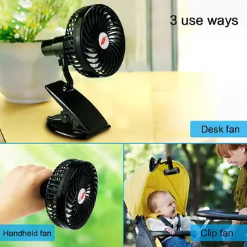 Mini lyd fra Clip Fan Genopladelige Tavs 4 Vinger Baby Klapvogn Fans Bærbare Luft Køling 3 Hastigheder Fjernsyn USB-Ventilator med USB-Udgang