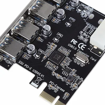 4-Port PCI-E til USB 3.0 HUB port til PCI Express-udvidelseskort-Adapter 5 Gbps Hastighed Til Desktop-Computer Komponenter Mærke lsDcbss