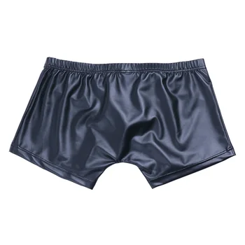 Sexede Mænd Undertøj Imiteret Læder Shorts Underbukser Undertøj Tryk på Knappen med Bule Pose Hombre Underwear Nattøj Clubwear