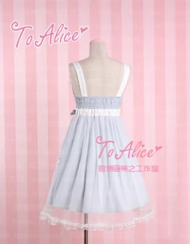 Fe~Fariy Super Søde Kvinder, der er i Kinesisk Stil Chiffon Lace Nattøj Kjole Buer Mesh Lag Hofteholder Lolita Kjole Pink & Blå