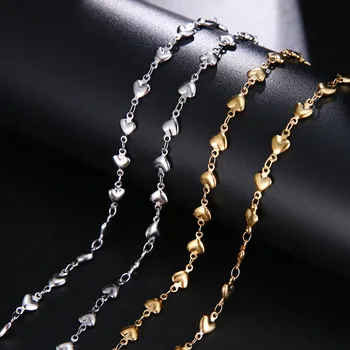 1 Meter 5,5 mm*9.8 mm Sølv Guld Metal Rolo Kabel-Armbånd Halskæde Hjertet Kæder til smykkefremstilling Komponenter Håndlavet Håndværk DIY