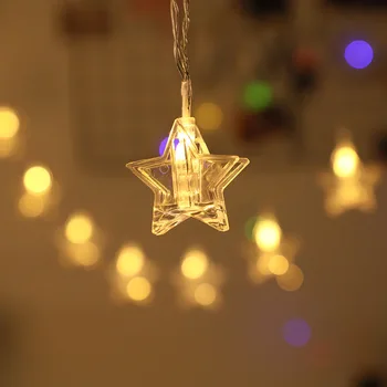 LED-stjernede String lys, Kort, Foto, Klip Holder Fe Garland lampe Til Jul, nytår Bryllup Fest Dekoration Batteri ferie