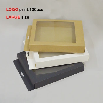 10 Stk Store Papir Kasse Gaveæske Detail Tilpassede Gave Emballage Vindue Boks Kraft White Box Emballage Engros Black Box Pakke
