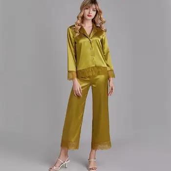 Kvinder Silke Pyjamas Sæt Satin Pyjamas Nattøj Sexy Lace Stor Størrelse Mode Pyjamas, Nattøj til Damer, der Passer Hjem Nye 2020 PJS