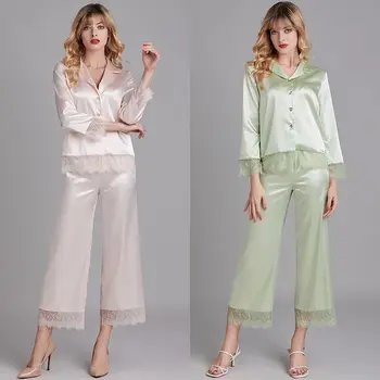 Kvinder Silke Pyjamas Sæt Satin Pyjamas Nattøj Sexy Lace Stor Størrelse Mode Pyjamas, Nattøj til Damer, der Passer Hjem Nye 2020 PJS