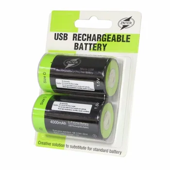 ZNTER 1,5 V 4000mAh Batteri-Micro-USB-Genopladelige Batterier D Lipo LR20 Batteri Til RC Kamera Drone Tilbehør gratis fragt